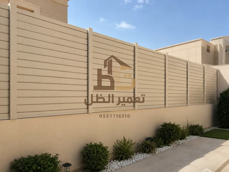 ساتر شرائح ألمنيوم على جدار خارجي يوفّر الخصوصية مع تهوية