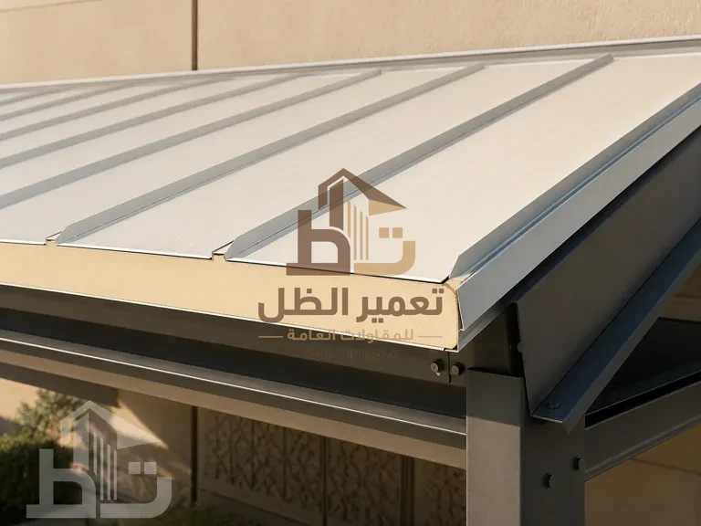 سقف معدني بألواح ساندوتش بانل (تصور توضيحي)