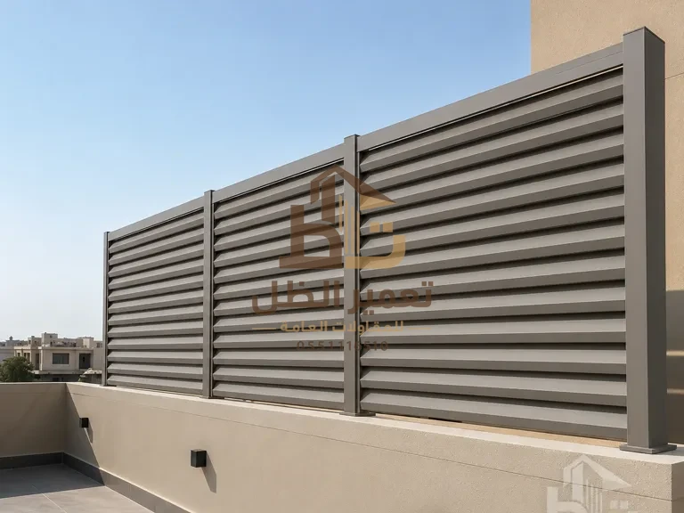 ساتر شرائح حديدية بطلاء باودر كوتينج لحماية جلسة خارجية
